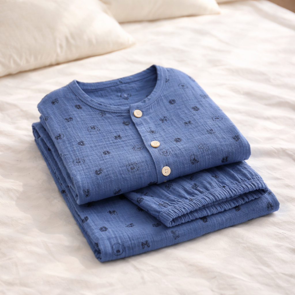 Boys blue bear cotton pajama set